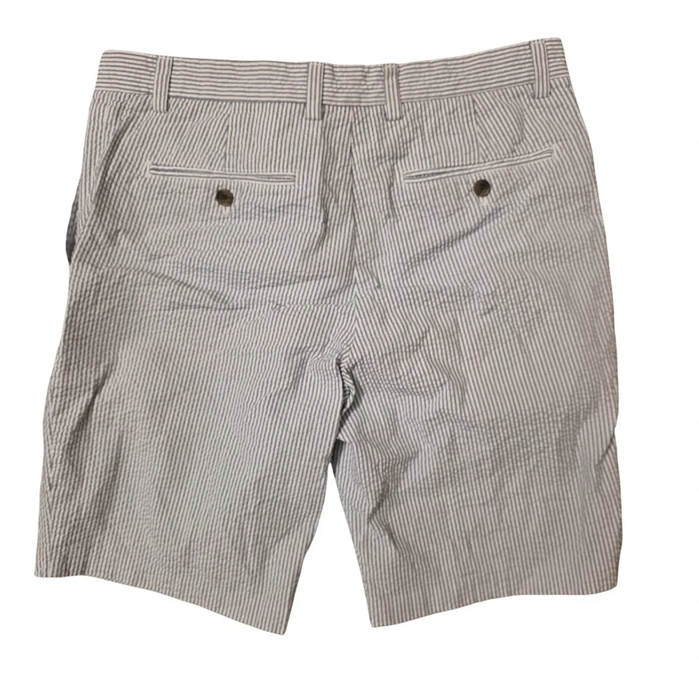 Banana Republic Mens Blue White Striped Seersucker Shorts Size 32 Flat Front 9